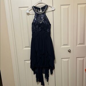 Sequin Hearts Navy Dress. Worn once. Size 5
